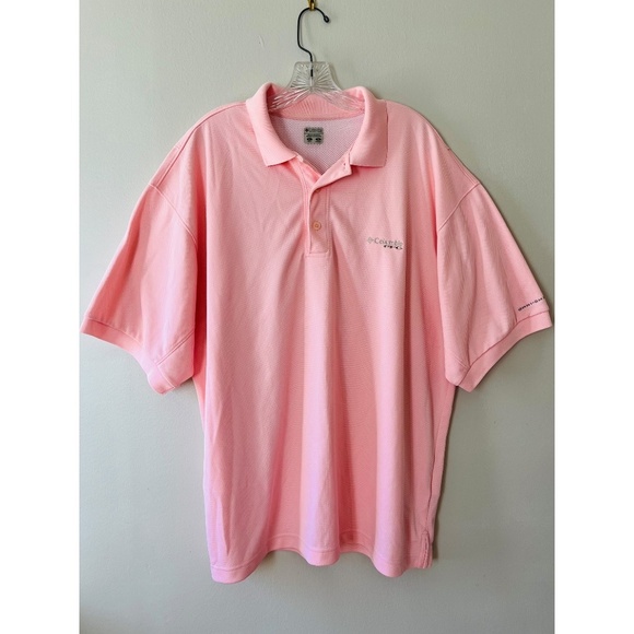 COLUMBIA Peach UPF 40 Polo Standard Fit Shirt Omni Shade PFG Golf, Size XL - Picture 2 of 14